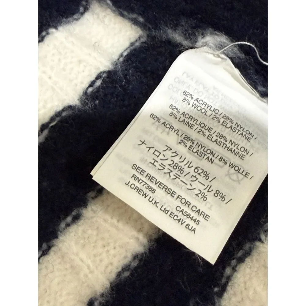 J.Crew Navy and White Stripe Sweater Womens Sz S Buttons-up on the Sides Coastal